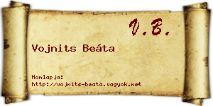 Vojnits Beáta névjegykártya